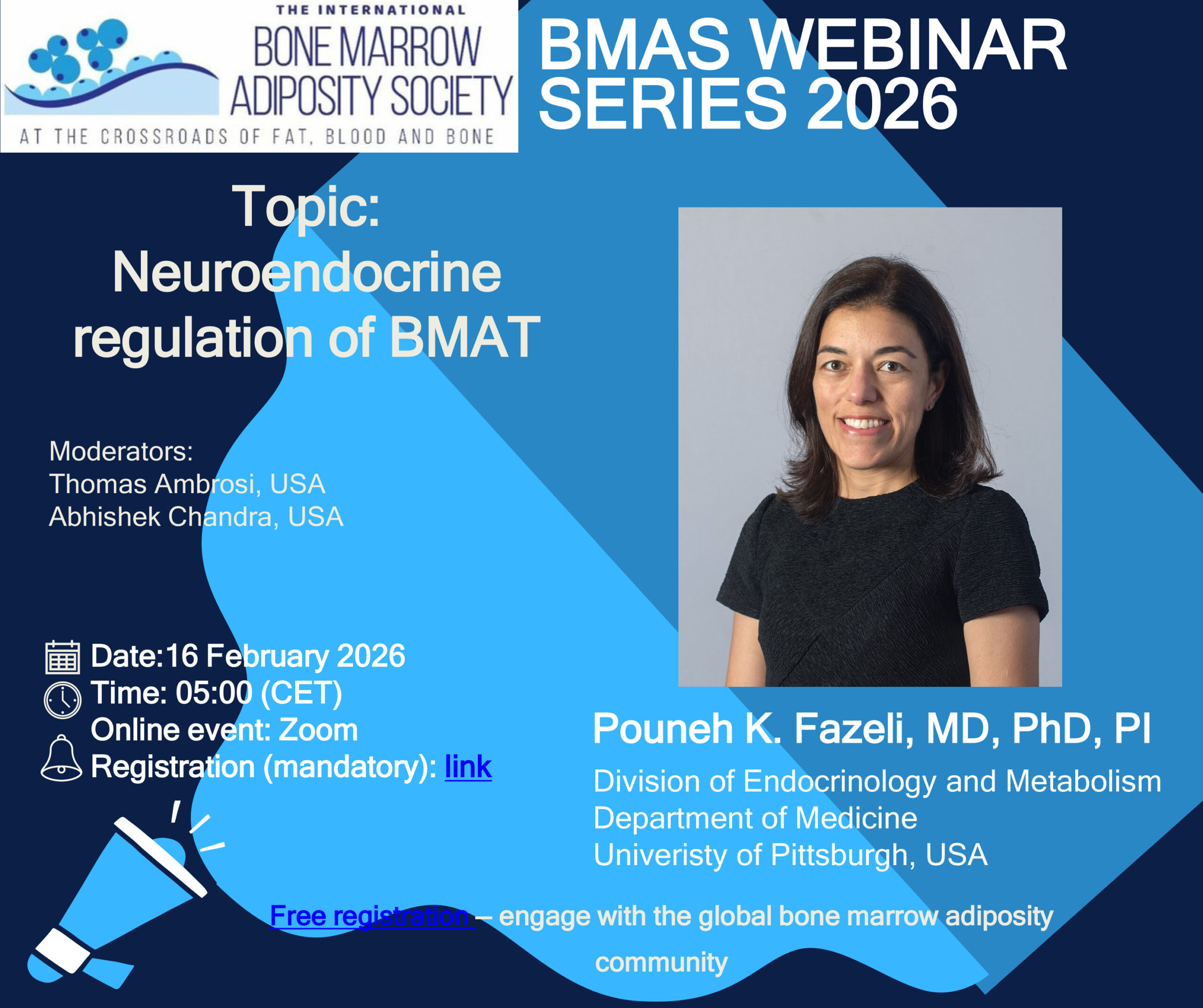 Flyer for February 2026 Webinar. Webinar Topic is provided at the to left, Schedule information and link to register for the webinar is on the lower Left of image. Headshot of Sepaker and academic affiliation are on Right of image.